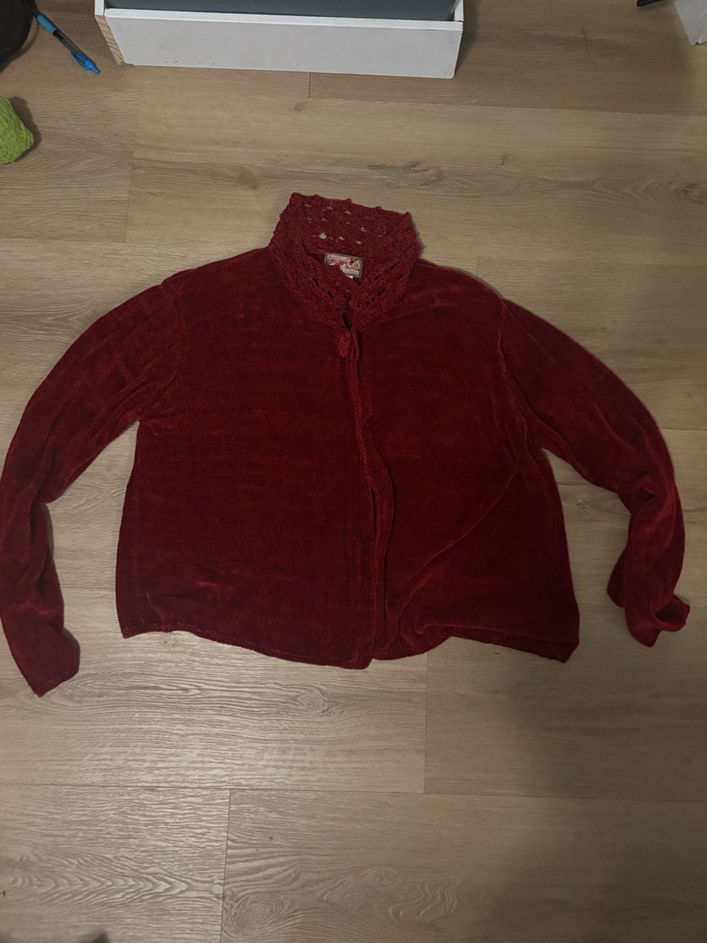April Cornell Deep Red Chenille Sweater